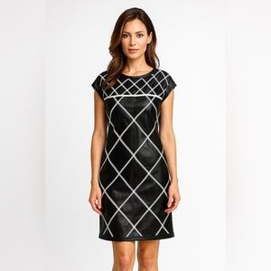 GRAYSE BY KELLY AND MARIE DRESS BLACK 100% LEATHER PATCHWORK Diamond Small